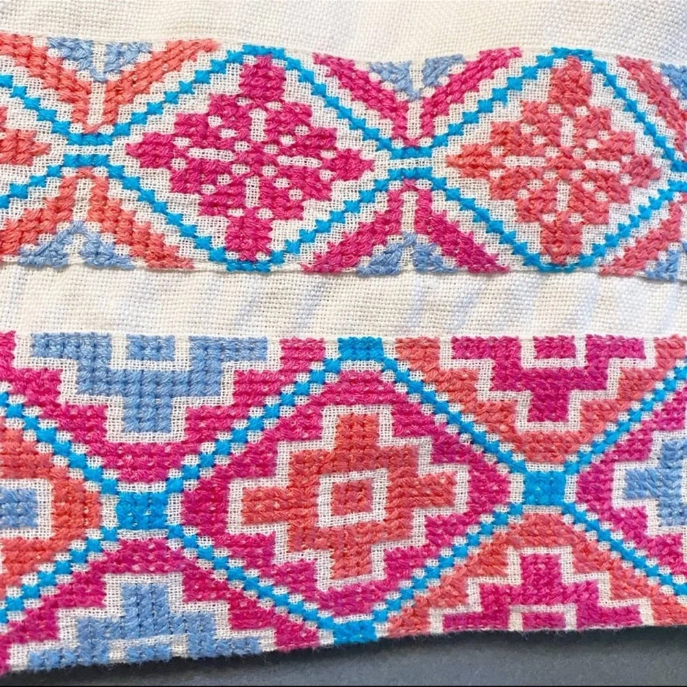 Tory Burch Ivory Embroidered Ruby Linen Faux Wrap Skirt - Picture 4 of 11